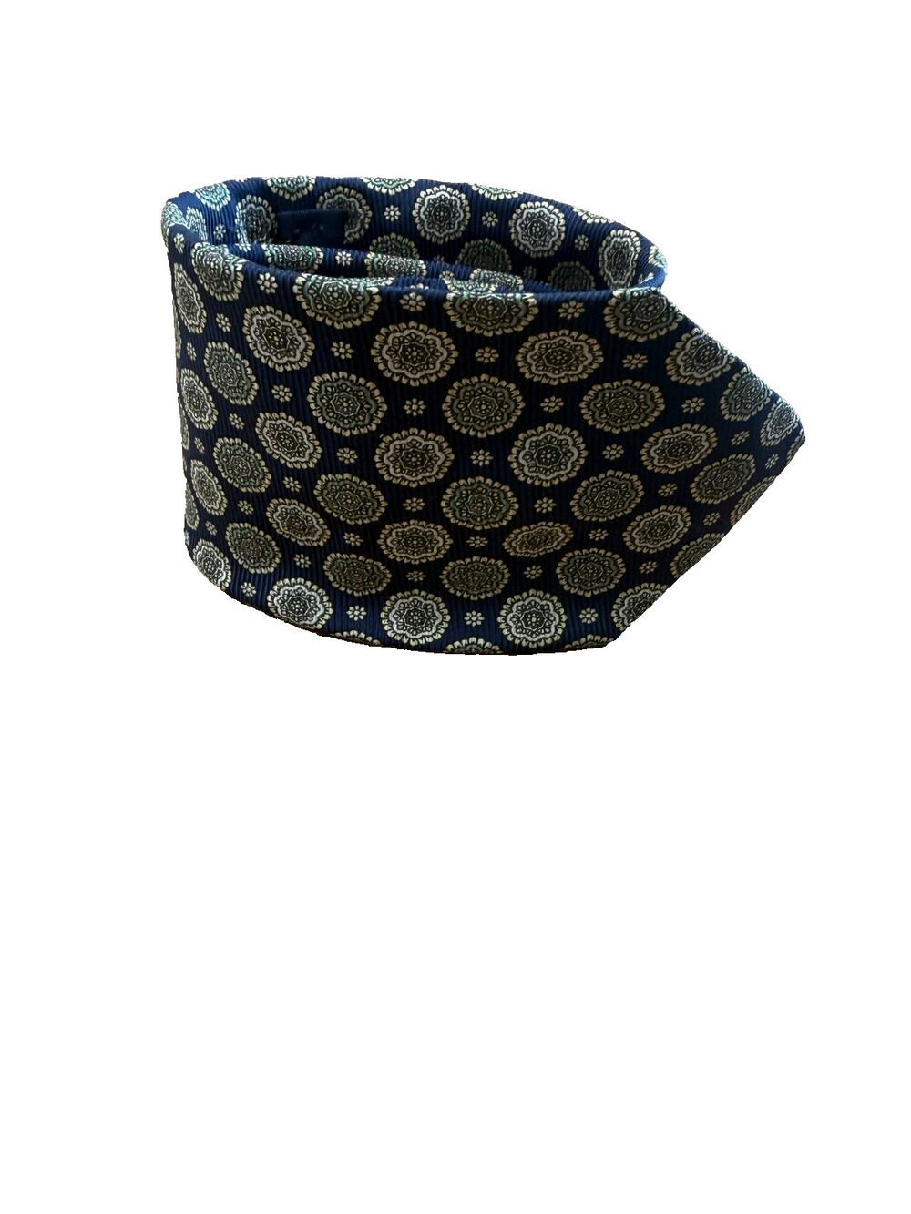 Brooks Brothers Makers Navy Blue Medallion Neat Silk Tie USA